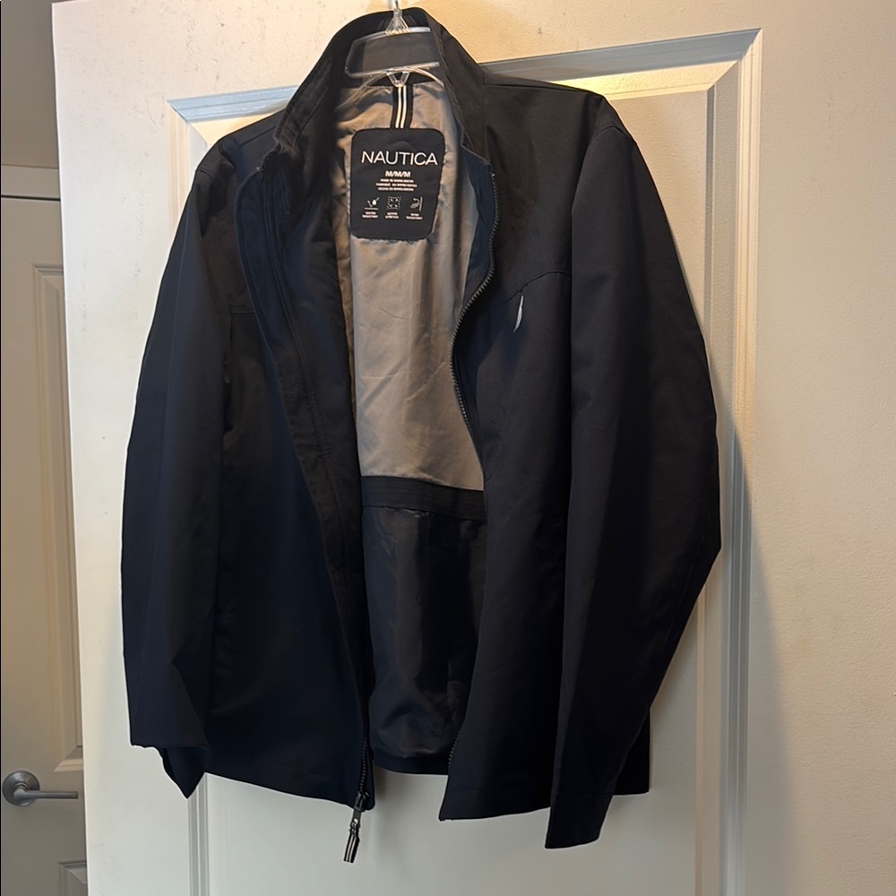 Nautica Black Windbreaker Jacket Casual Style